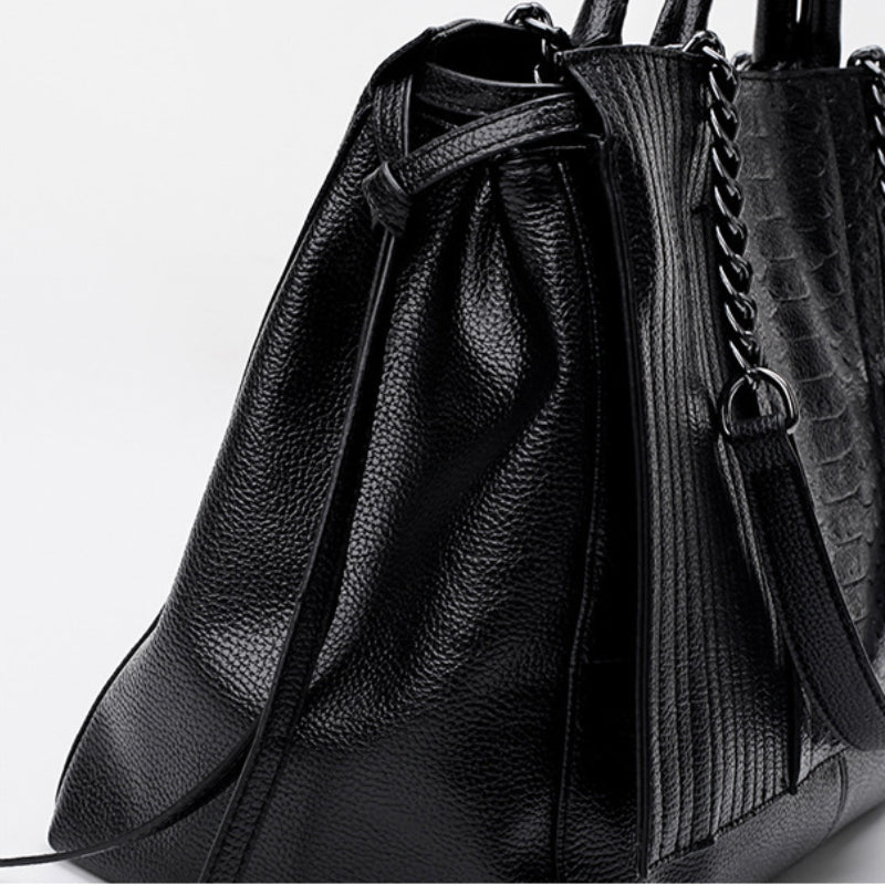Crocodile Embossed Faux Leather Handbag
