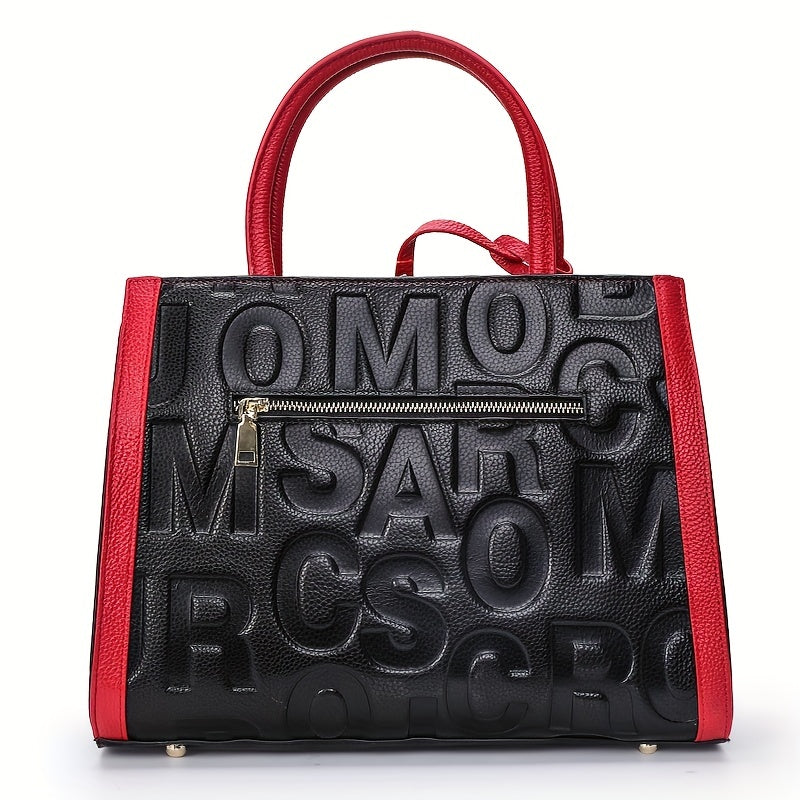 Genuine Leather Embossed Handbag