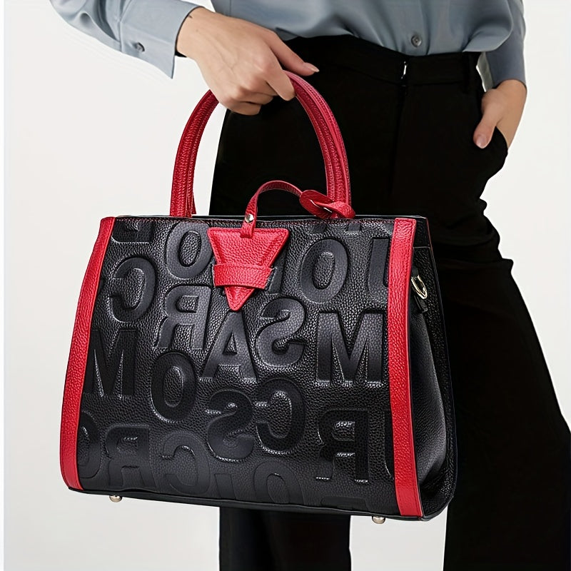 Genuine Leather Embossed Handbag