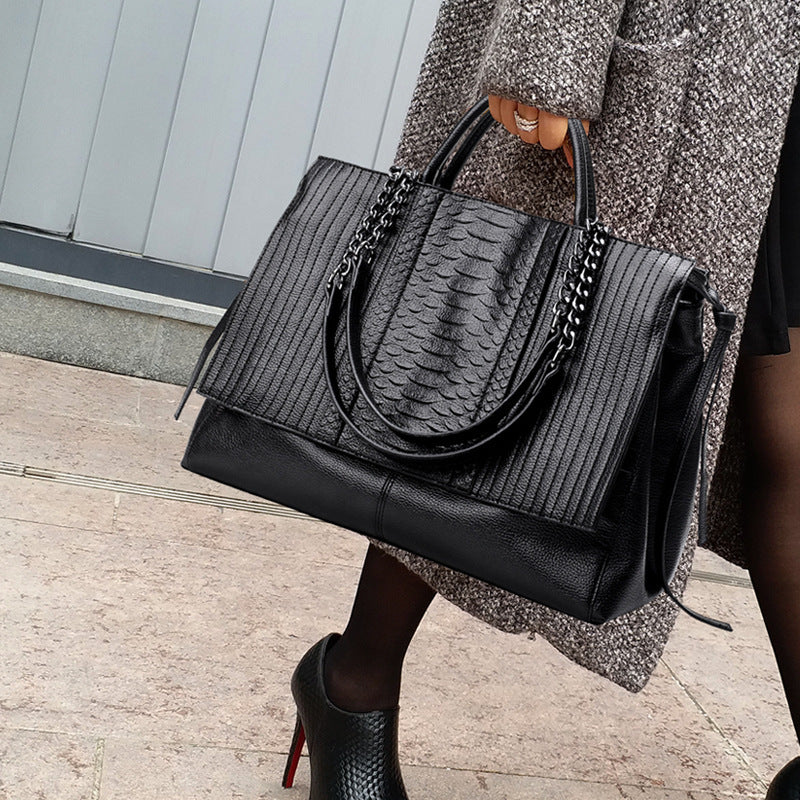 Crocodile Embossed Faux Leather Handbag