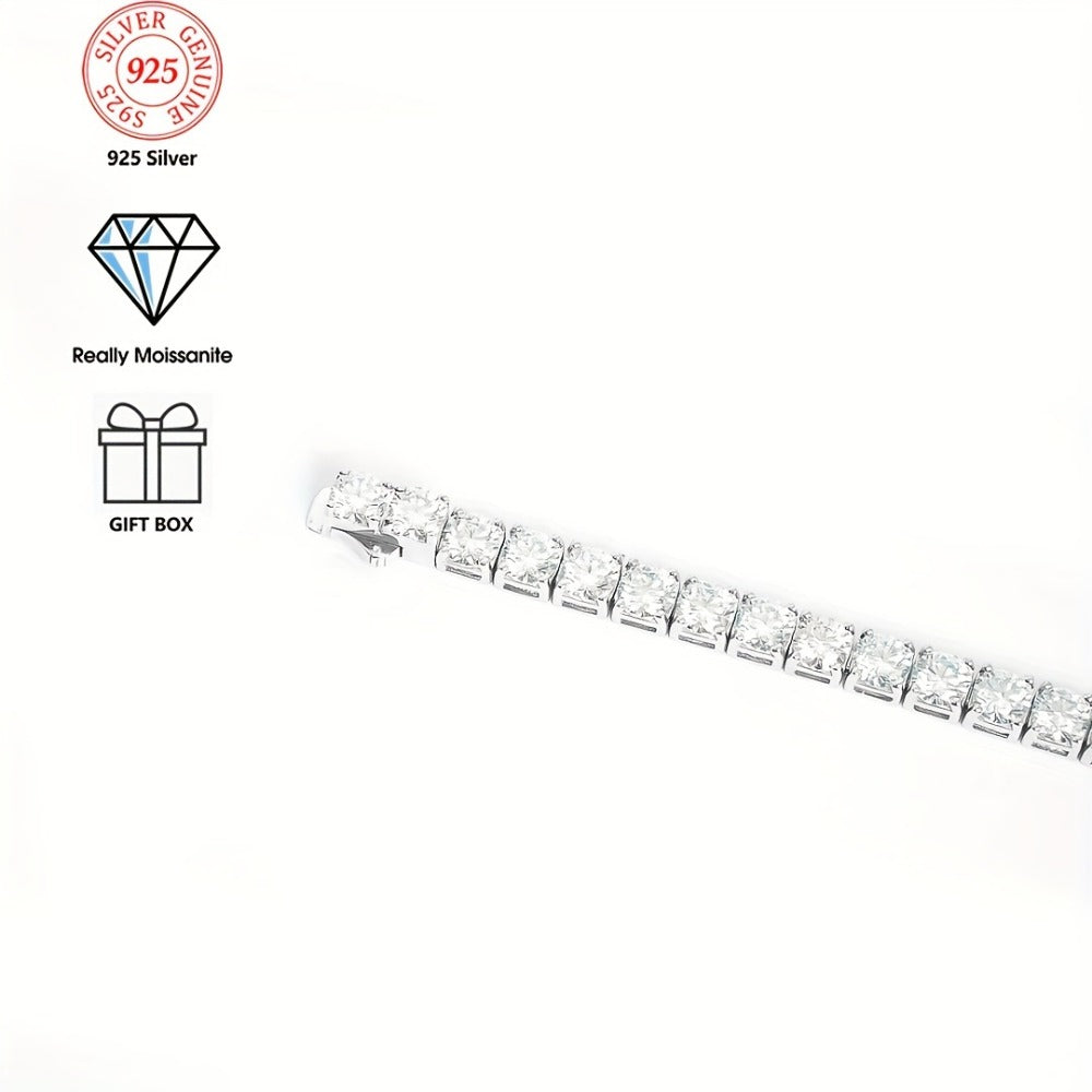 Moissanite Tennis Bracelet 925 Silver GRA Certified Unisex Jewelry