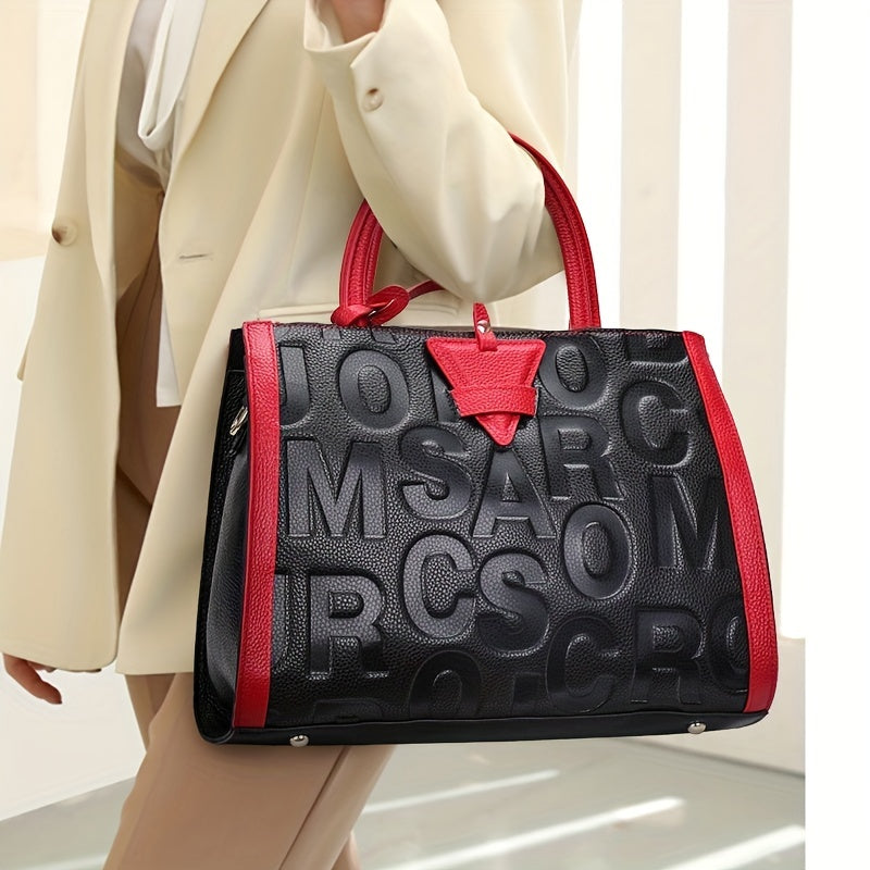 Genuine Leather Embossed Handbag