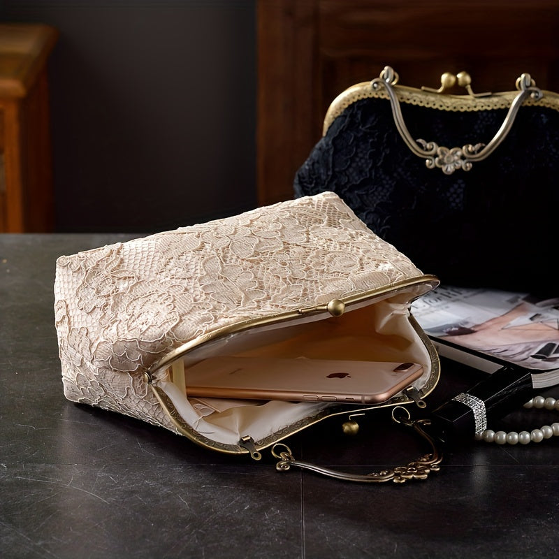 Elegant Floral Embroidered Evening Clutch