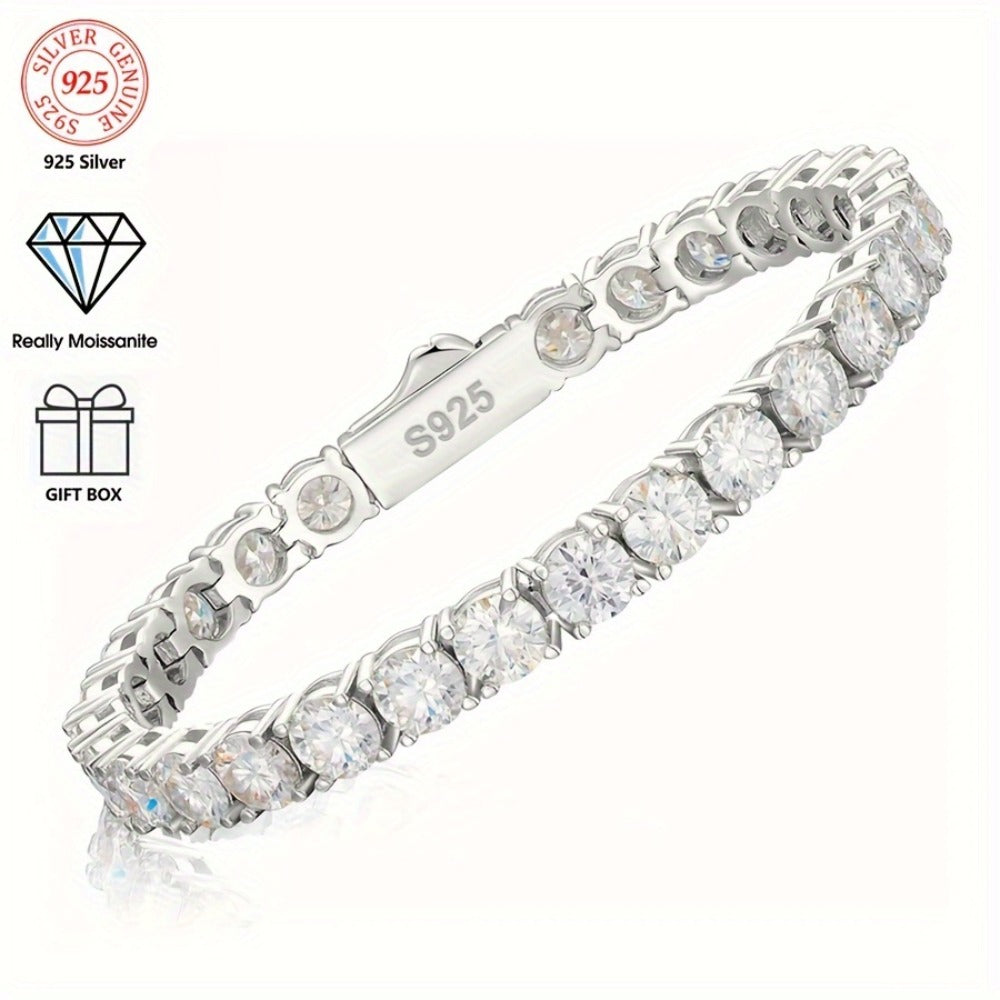 Moissanite Tennis Bracelet 925 Silver GRA Certified Unisex Jewelry