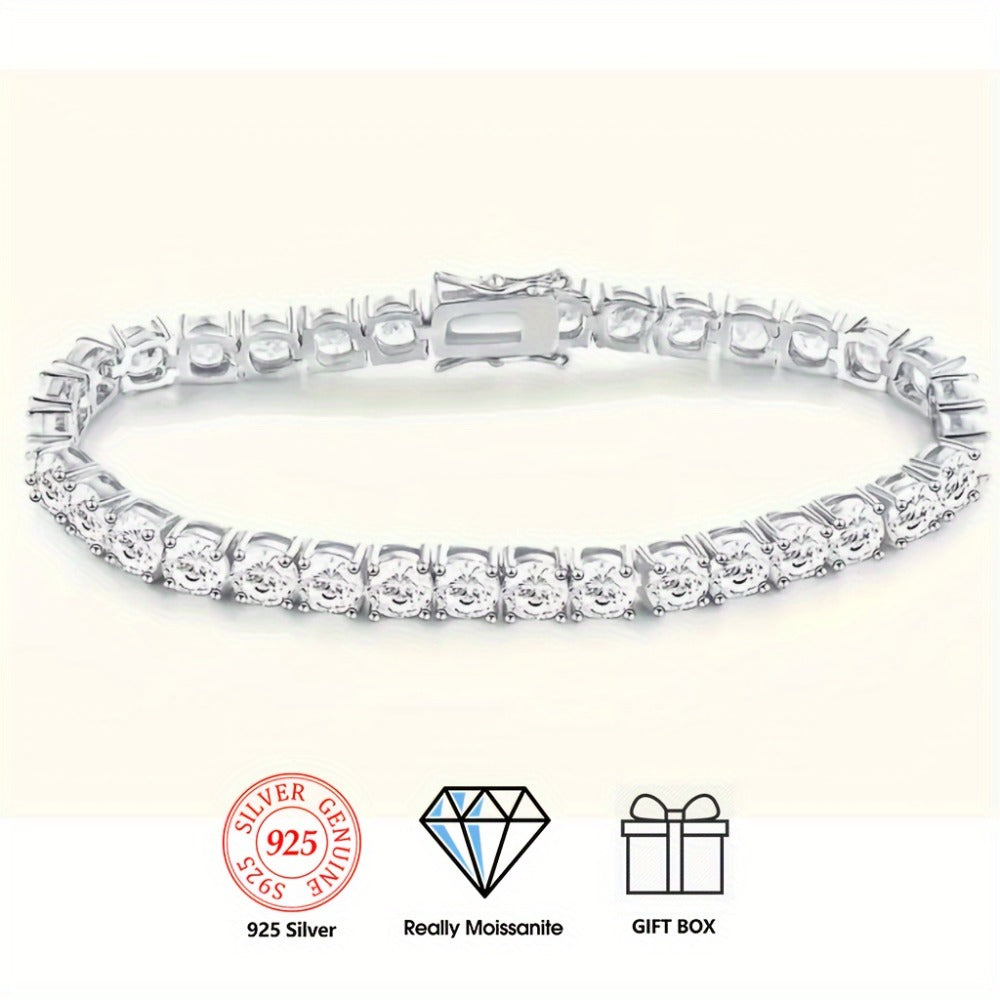 Moissanite Tennis Bracelet 925 Silver GRA Certified Unisex Jewelry