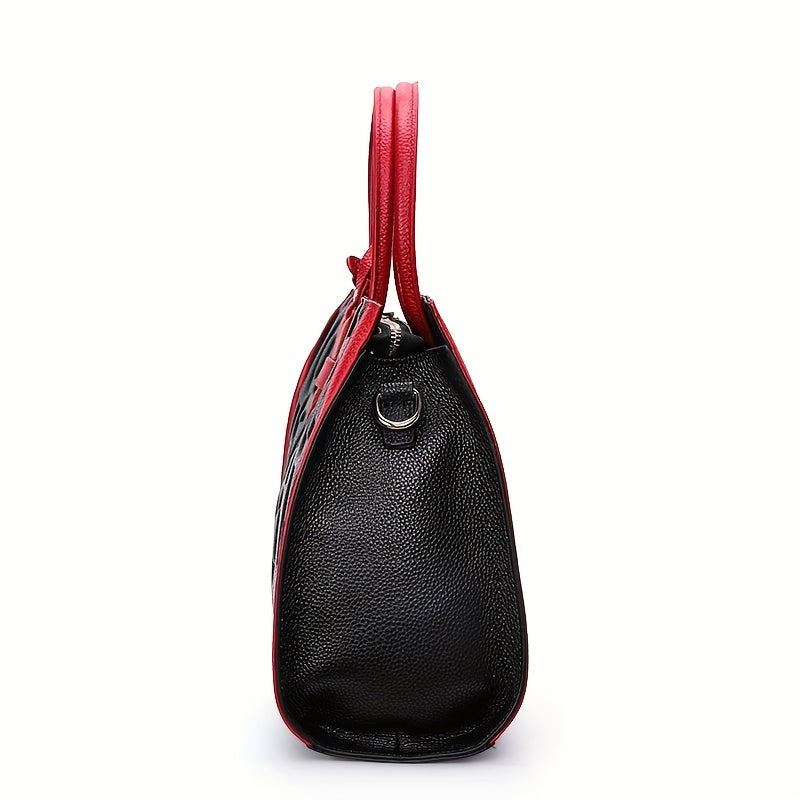 Genuine Leather Embossed Handbag