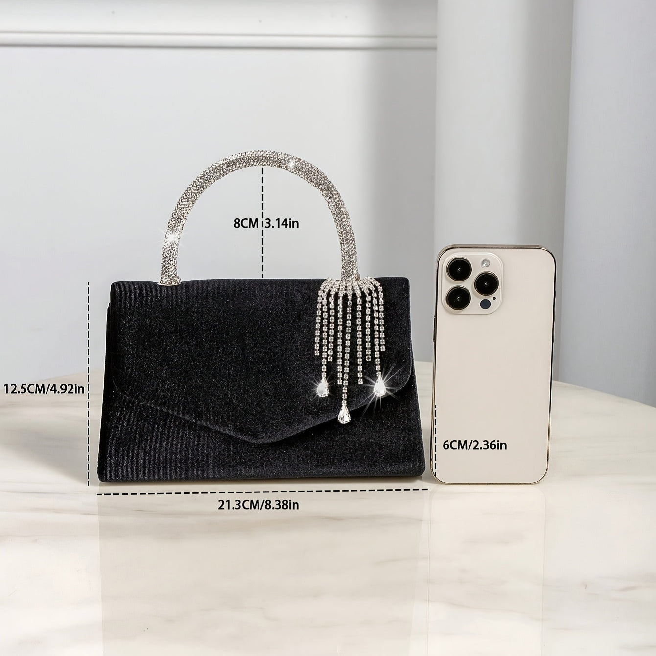 Elegant Rhinestone Mini Bucket Bag