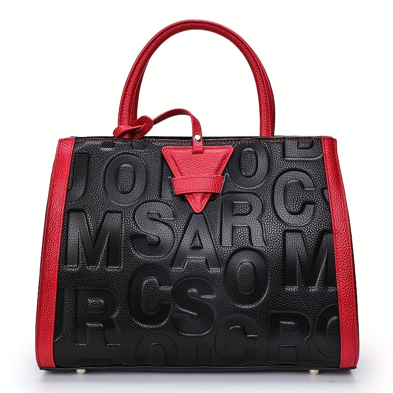 Genuine Leather Embossed Handbag