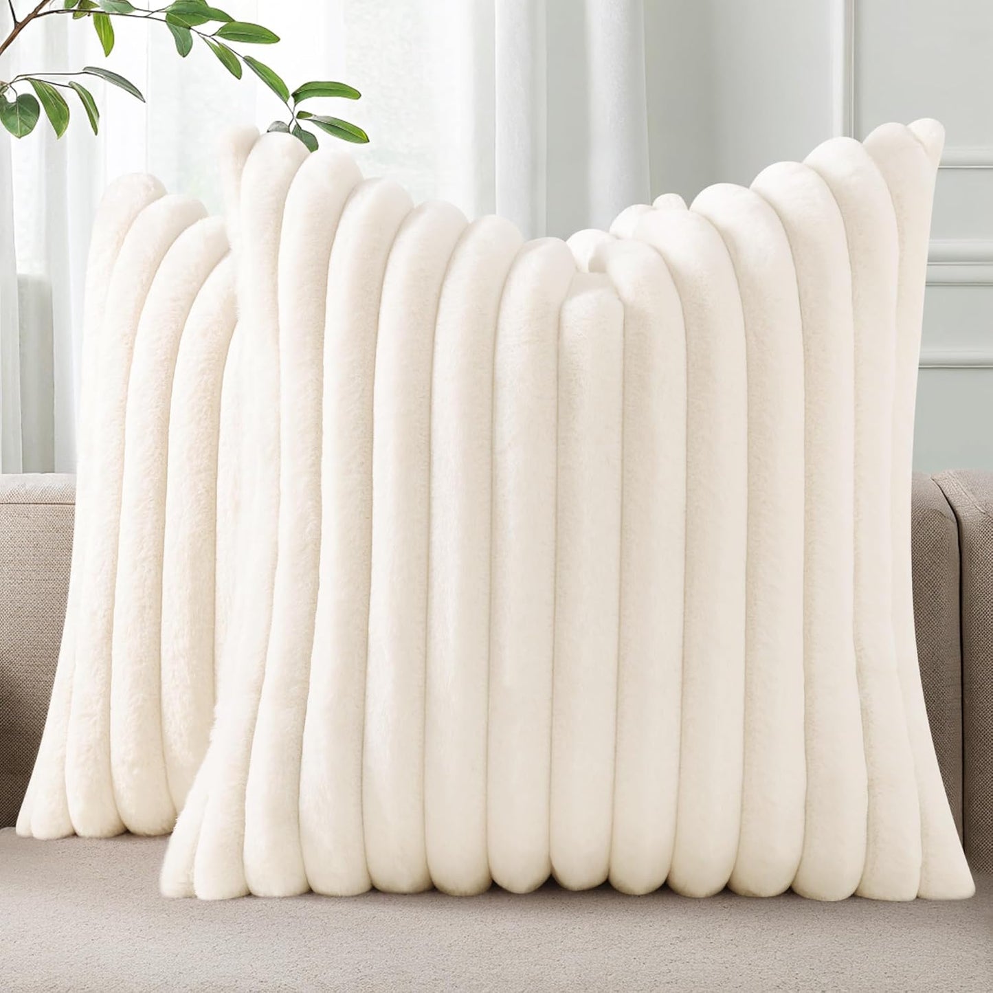 Pallene Faux Fur Plush Throw Pillow Covers Set Of 2