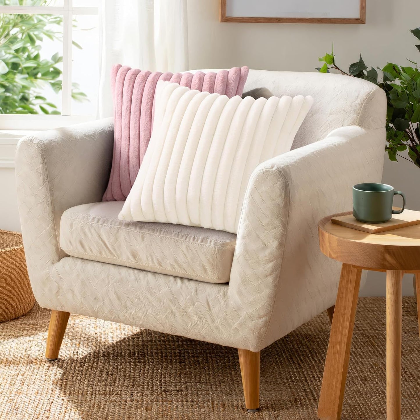 Pallene Faux Fur Plush Throw Pillow Covers Set Of 2