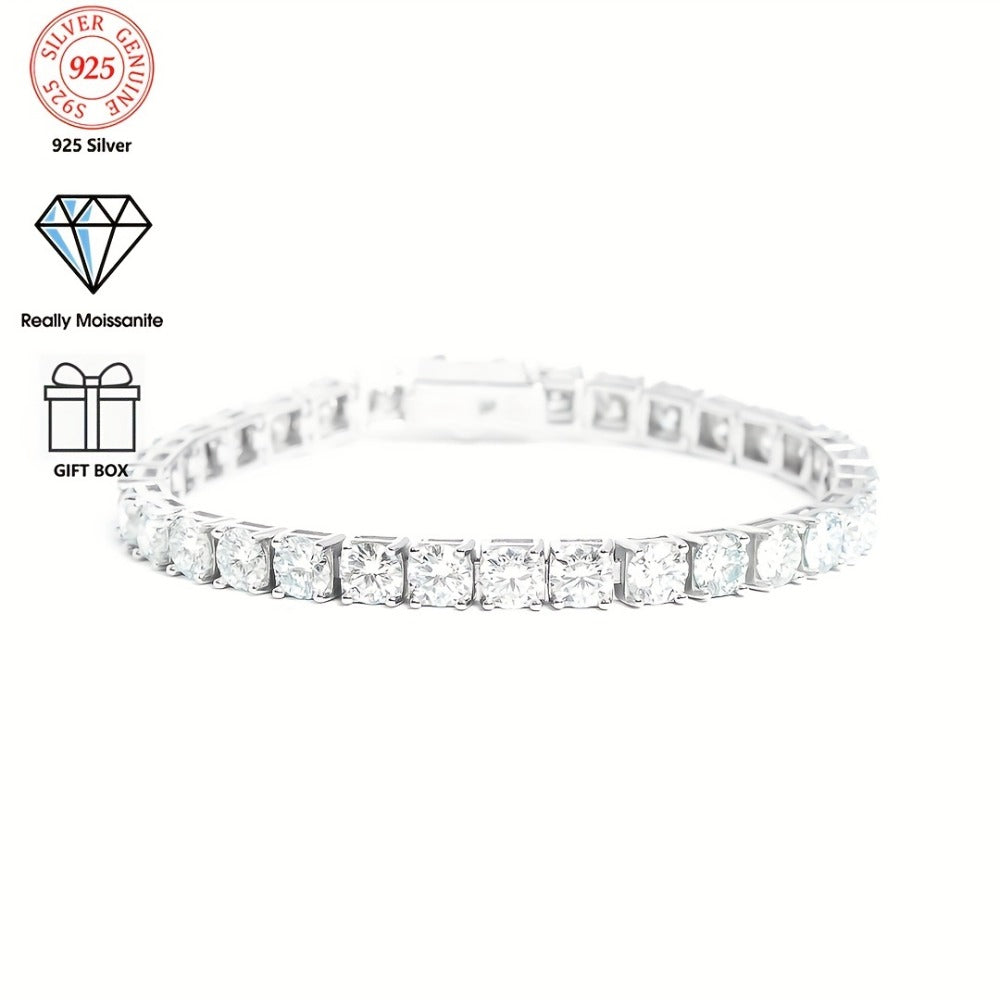 Moissanite Tennis Bracelet 925 Silver GRA Certified Unisex Jewelry