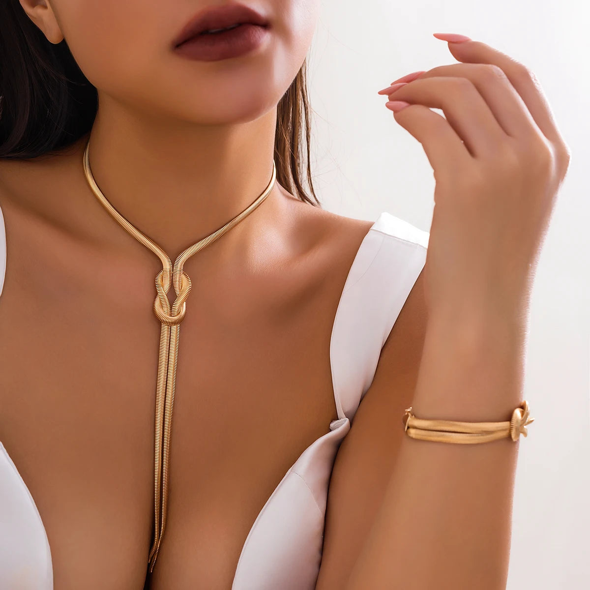 Snake Chain Necklace with Bracelet