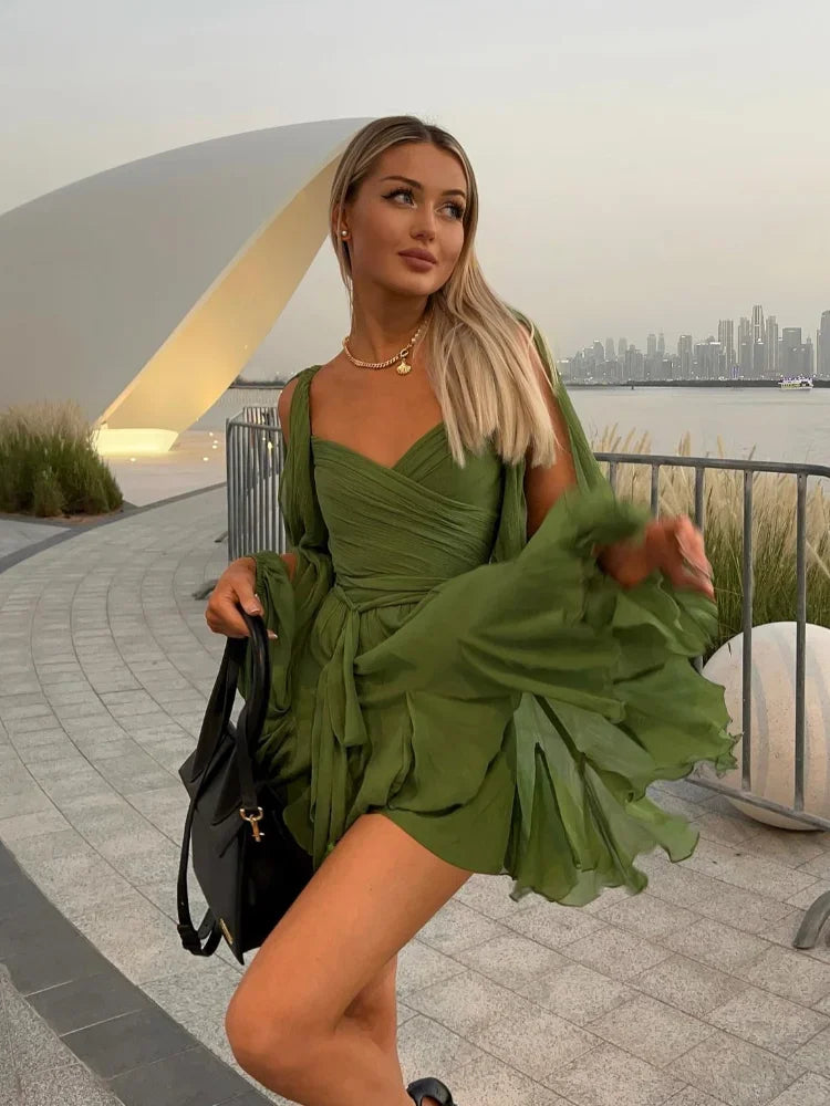 Mesh Split Long Sleeve Sexy Dress