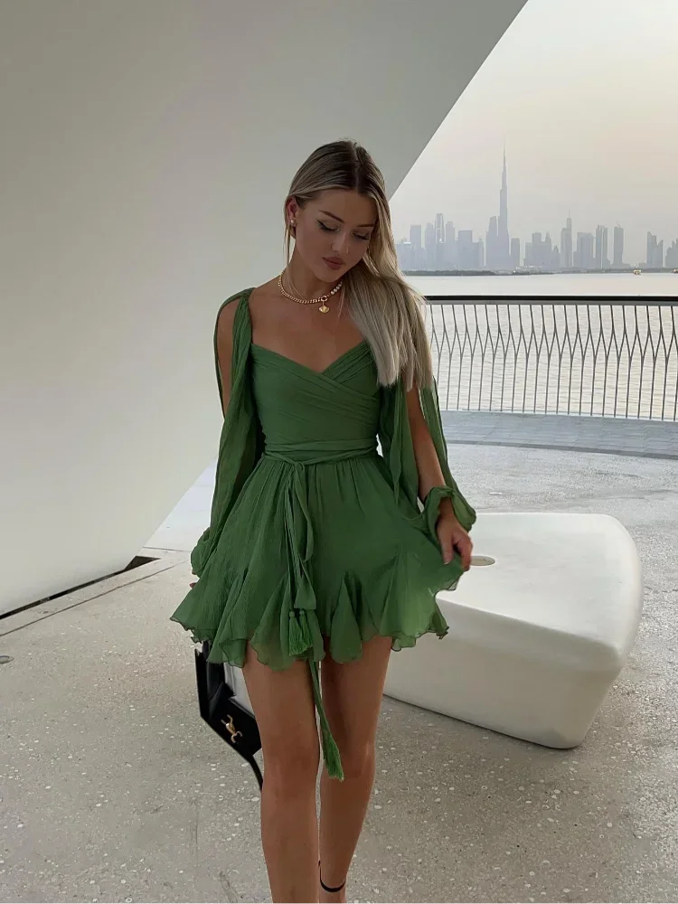 Mesh Split Long Sleeve Sexy Dress