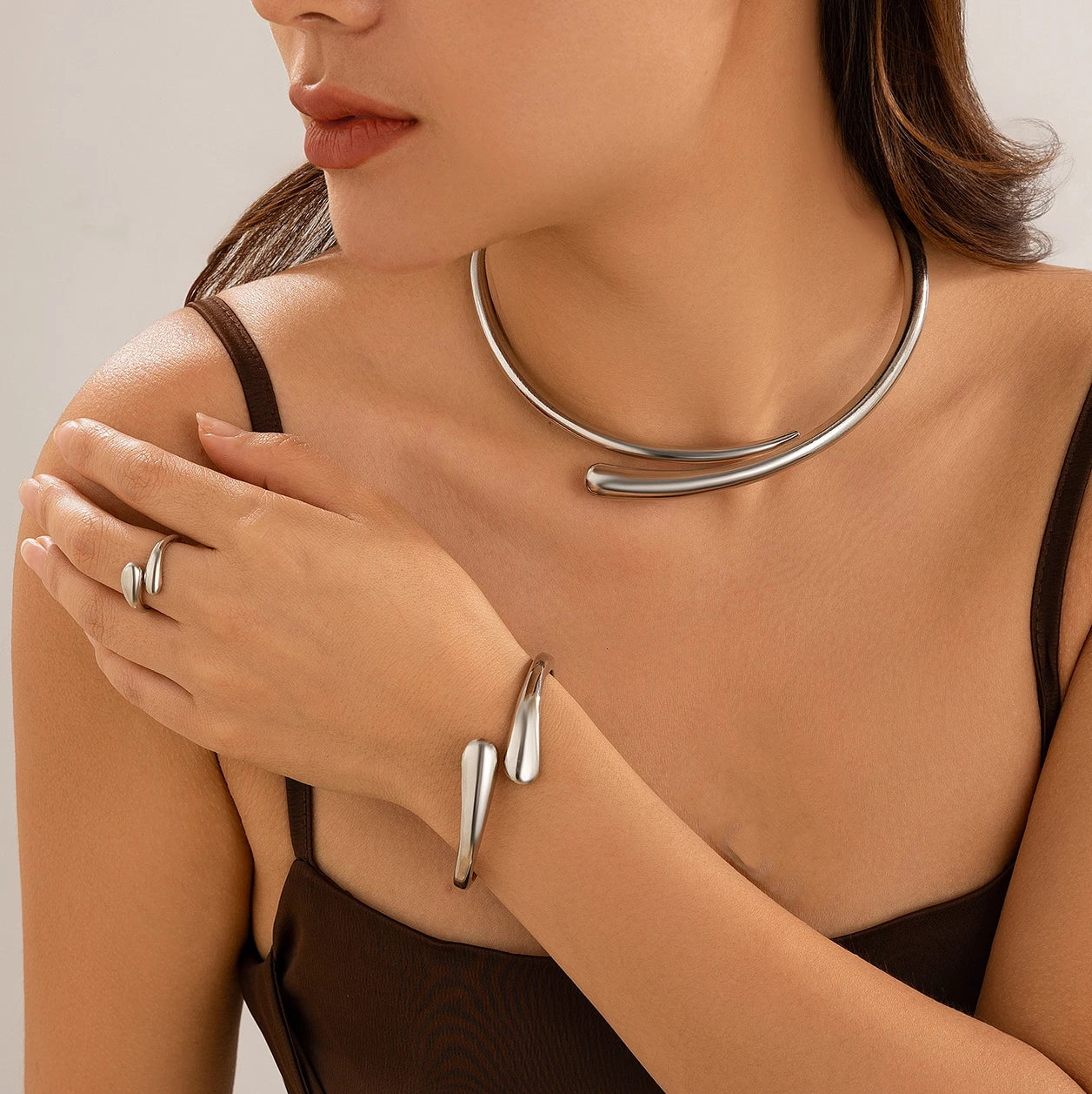 Gold Or Silver Water Drop Choker Necklace
