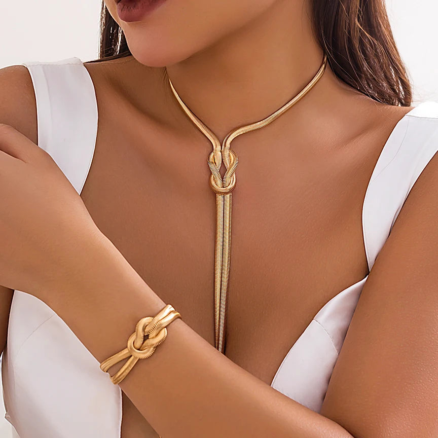 Snake Chain Necklace with Bracelet