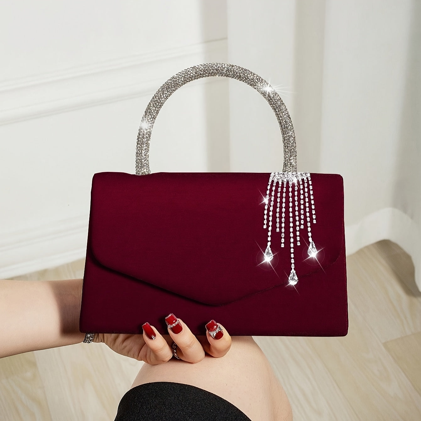Elegant Rhinestone Mini Bucket Bag
