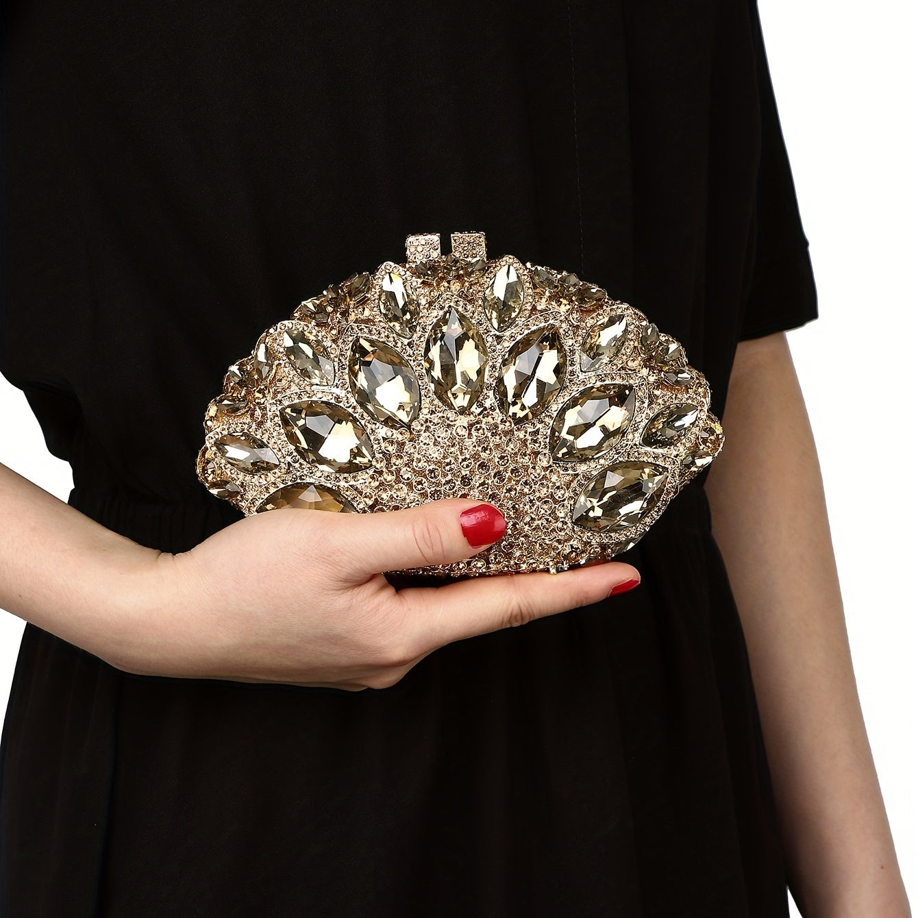 Luxury Rhinestone Evening Oval Clutch