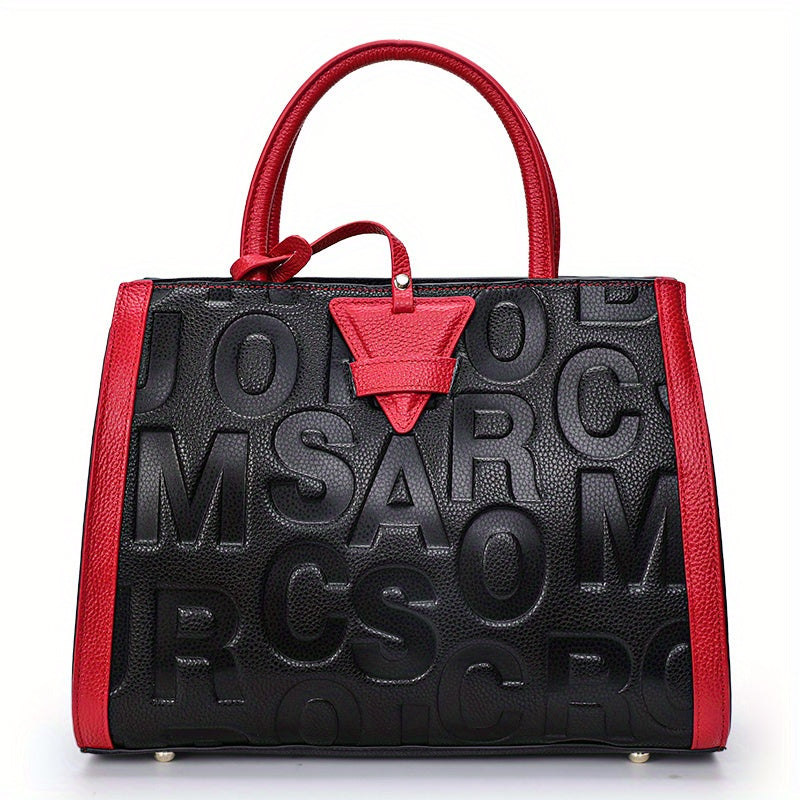 Genuine Leather Embossed Handbag